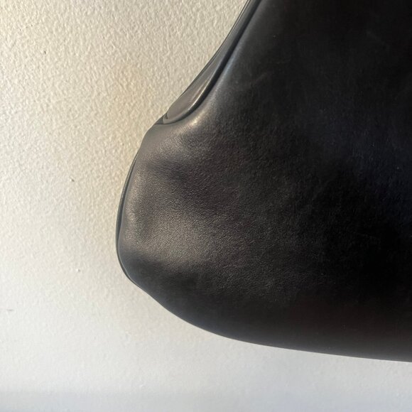 90'S GUCCI WOODEN BAMBOO TRIM LEATHER BRAIDED HANDLE BAG BLACK - Picture 3 of 9